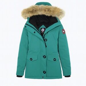 Canada Goose Montebello Parka Women’s S/P Teal Green with Fur Hood